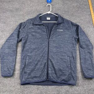 Columbia Mens Blue Heathered Full Zip Fleece Jacket AM0473 Large Space Dye